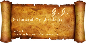 Gelencsér Jolán névjegykártya